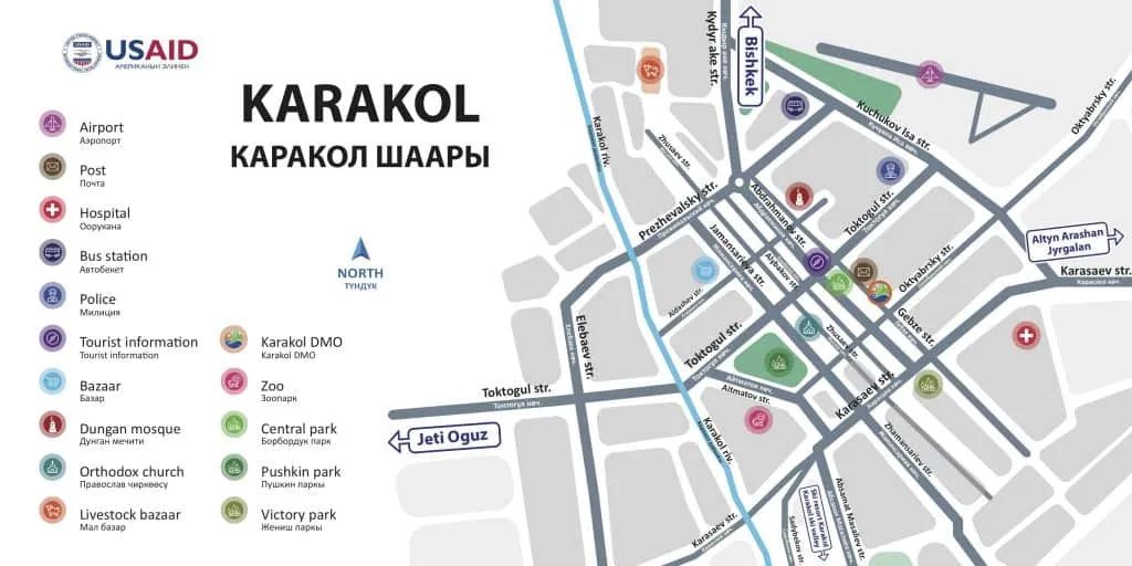 Map of Main Sites of Karakol