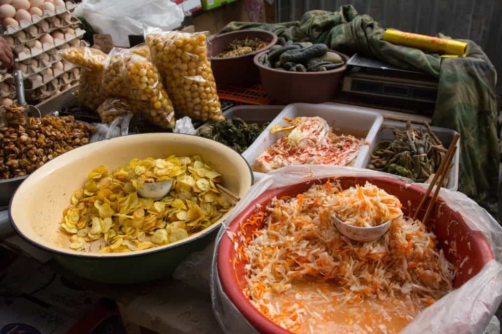 Karakol Vegetarian Food, Salads at the Market