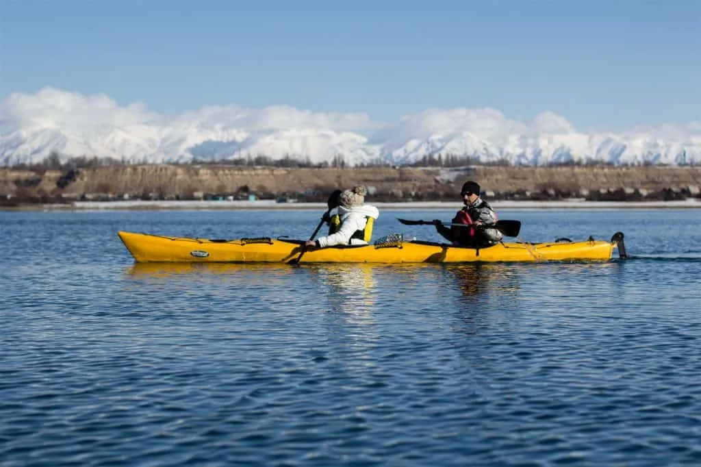 winter kayaking in Karakol, Kyrgyzstan
